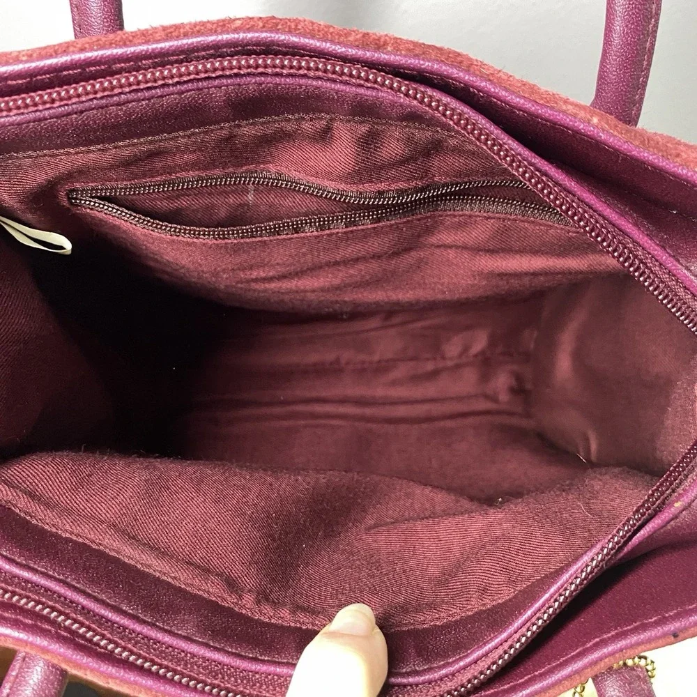 Unbranded Womens Leather Suede Purse‎ Burgundy Shoulder Bag 9x9x2.5